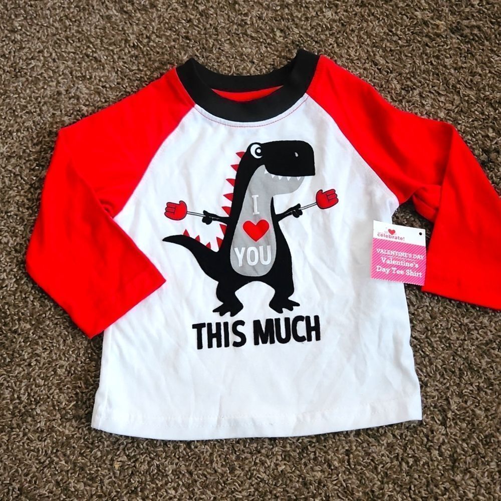 New Dinosaur Heart Valentines Day Long Sleeve Shirt